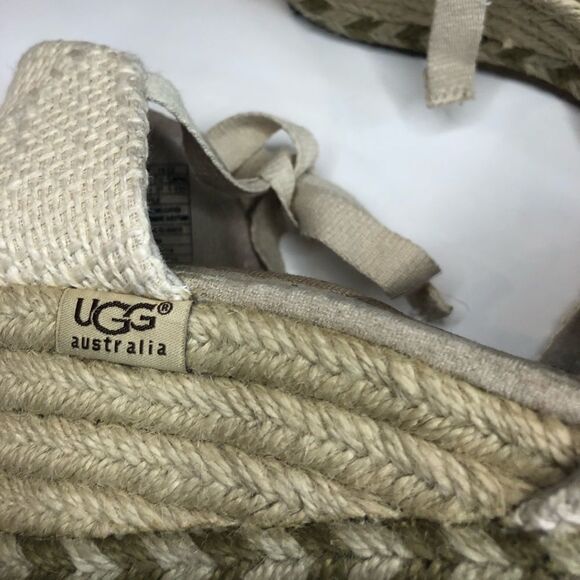 Ugg wedge tie up Sherpa lined sandals size 6 - Picture 2 of 9